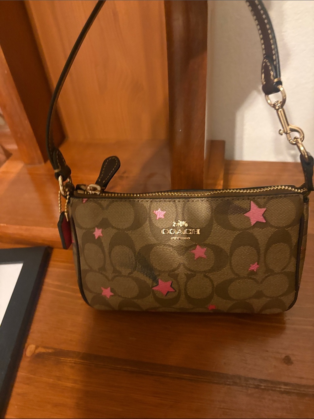 Coach Signature Canvas Mini Bag with Pink Star Motif